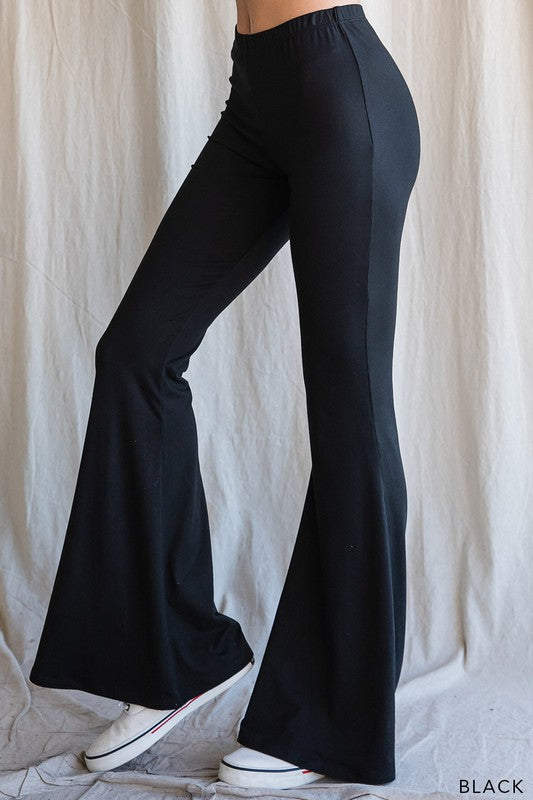Kiplyki Wholesale Women High Elastic Waist Bell-Bottom Long Trousers Skinny  Flare Dance Pants XL 