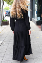 Load image into Gallery viewer, Black Button Henley Maxi Dress