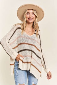 MULTI COLOR STRIPE SWEATER TOP