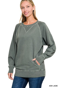 PIGMENT DYED FRENCH TERRY PULLOVER WITH POCKETS