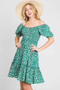 Floral Print Smocked Dress