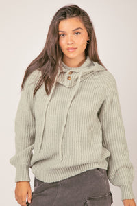 Oversized Balaclava Hoodie Soft Knit Sweater Top