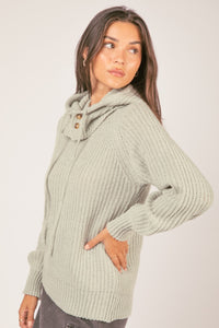 Oversized Balaclava Hoodie Soft Knit Sweater Top