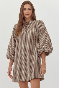 Hound's Tooth Check Dress with Pockets