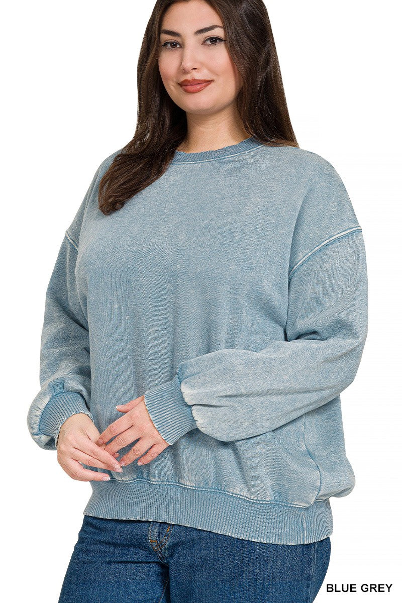 ACID WASH FLEECE OVERSIZED PULLOVER