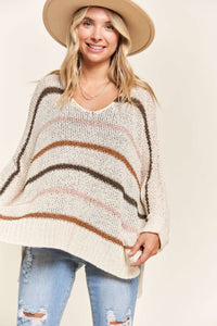 MULTI COLOR STRIPE SWEATER TOP