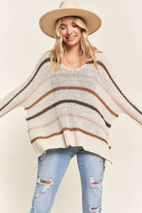 MULTI COLOR STRIPE SWEATER TOP