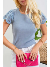 Load image into Gallery viewer, Eyelet Contrast Sleeve Top