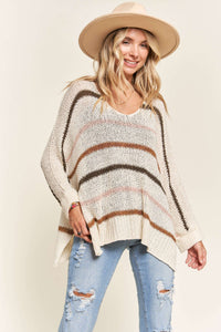 MULTI COLOR STRIPE SWEATER TOP