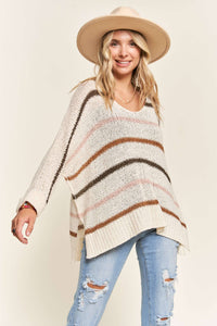 MULTI COLOR STRIPE SWEATER TOP