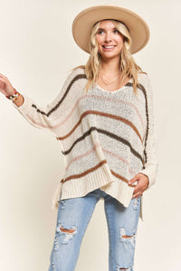 MULTI COLOR STRIPE SWEATER TOP