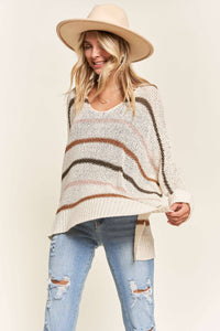 MULTI COLOR STRIPE SWEATER TOP