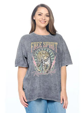 Load image into Gallery viewer, Free Spirit Rock N Roll Graphic S/S Washed Plus Size Tee