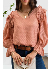 Load image into Gallery viewer, RUFFLE DOTTED BLOUSE