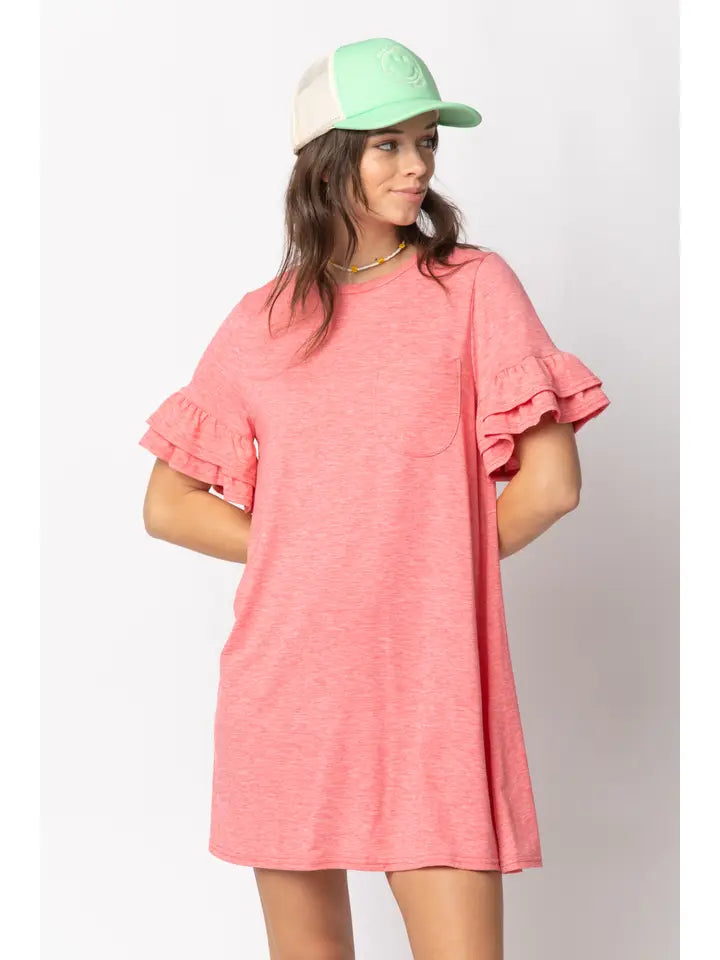 Short Sleeve French Terry Pocket Tee Shirt Dress