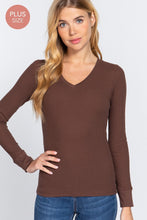 Load image into Gallery viewer, LONG SLEEVE V-NECK THERMAL KNIT TOP