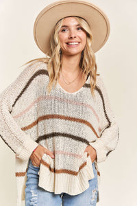 MULTI COLOR STRIPE SWEATER TOP