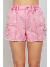 Load image into Gallery viewer, Washed Cotton Twill Washed Denim Cargo Shorts