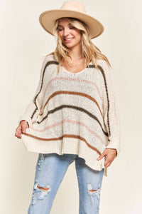 MULTI COLOR STRIPE SWEATER TOP