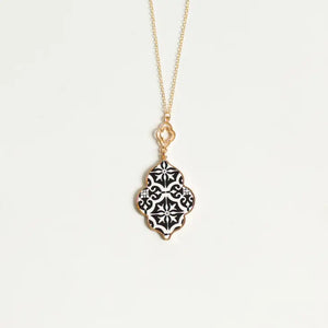 Charlie Pattern Drop Necklace - Ornate Design