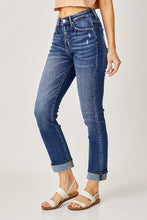 Load image into Gallery viewer, Mid Rise Cuffed Straight Jeans