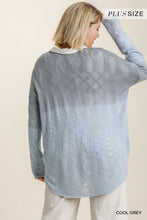 Load image into Gallery viewer, Dip Dye Loose Knit Sweater with Side Slits and High Low Hem