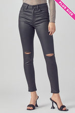 Load image into Gallery viewer, COATED BLACK SKINNY W KNEE CUT