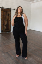 Load image into Gallery viewer, Imogene Control Top Retro Flare Overalls in Black