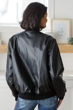 Load image into Gallery viewer, This Is It Faux Leather Bomber Jacket In Black