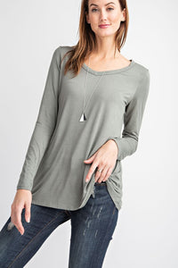 BASIC V NECK LONG SLEEVE TOP